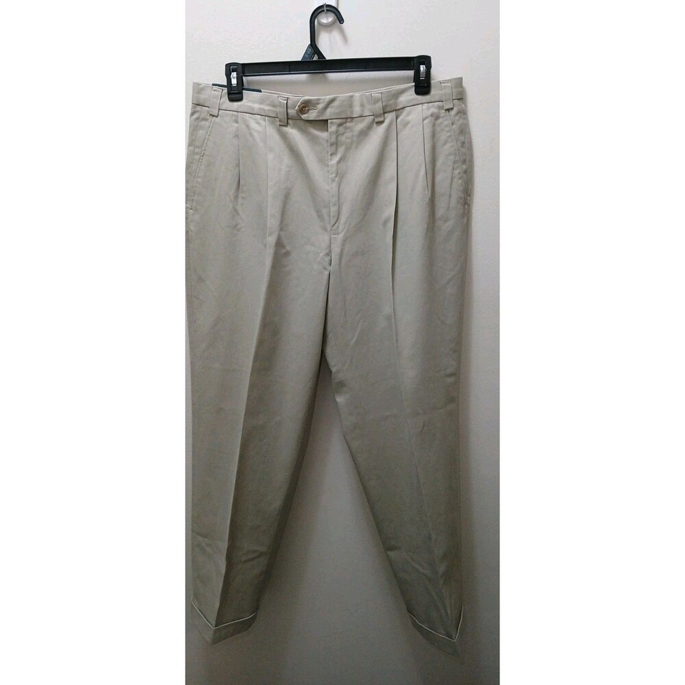 Lauren Ralph Lauren Pleated Cuffed Khaki/Beige Pants 38X32 Wrinkle Resistant